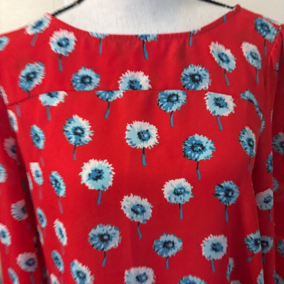 J. Crew Long Sleeve Floral Red Blouse Size M - Picture 2 of 4